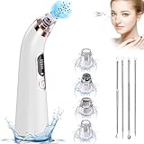 Yeerain Mitesserentferner Porenreiniger Porensauger Gesicht, Mitesser Entferner Sauger Nase Akne Pickelsauger mit 5 Saugstufen und 4 Köpfe Blackhead Remover USB Pickelentferner für Frauen und Männer