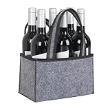 Jrhncy Flaschenträger 6 Flaschen,Filztasche mit Fächern，Bierträger Bier Geschenke für männer,Getränkekorb für Bierflaschen Weinflasche Flaschen Tasche Party Picknick Getränketräger Einkaufstasche