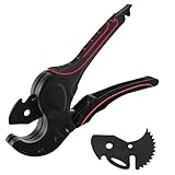 TIHOOK Rohrschneider Kunststoff, 63MM, Kunststoff-Rohr Abschneider mit Ratsche, PVC Rohrschere, Industrial Rohrschneider für PVC/PE/PU/PP/PEX/PPR/PPE