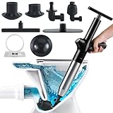 Wenbones Abflussreiniger Pumpe, Rohrreiniger Druckluft, Rohrreinigungspumpe Hochdruck, Pressluft Rohrreiniger mit 4 Saugnäpfen für Waschbecken, Toiletten, Badezimmer, Dusche, Küche (schwarz)