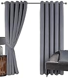Silverthorn SOFT FURNISHINGS Thermo-Vorhänge, Velours, mit Ringen, luxuriöses Innenfutter, 300 g/m², Grau, 114 x 183 cm