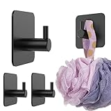 4smile Handtuchhalter ohne Bohren - 4 Stück schwarze Klebehaken als Handtuchhaken Bad Edelstahl rostfrei - Hochwertige Haken selbstklebend, Wandhaken, klassisches Design