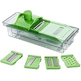 Mehrzweck Gemüsehobel für Küche, Edelstahl Gemüseschneider mit lebensmittelechtem Kunststoff und Handschutz, ideal zum Schneiden von Kartoffeln, Zwiebeln, Karotten