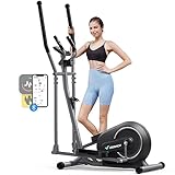 MERACH Crosstrainer für Zuhause, Ultraleise Elliptical Crosstrainer mit 16-stufiger Magnetwiderstand, Kardio Ellipsentrainer mit Pulssensor, LCD-Monitor, Tablet-Ständer, Leicht zu bewegen,bis zu 120KG