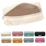 Pencil Case，8 Farben zur Wahl，Mäppchen Cord-Stoff,Federmäppchen Milchig Grau für Mädchen Teenager, Federtasche Stiftetasche Stiftemappe Pencil Case Schulmäppchen für Schule, Büro (Creme)