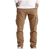 Minying Cargohose, Herren, Slim, große Größe, Sporthose, Bootcut-Hose, Jogging, Casual, Workout, Arbeitshose, Streetwear mit großen Seitentaschen, 1-khaki., 56