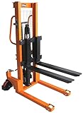 qteck Hochhubwagen 920 mm Gabel 500 kg 1150 mm Hubhöhe manuell Orange Stahl
