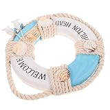 Garneck Rettungsring-Anhänger Fälschung nautische Türdekoration Türklingel Korb Bar dekoration schlafzimmer bedroom decoration Rettungsring- nautischer Rettungsring Hanfseil Blue