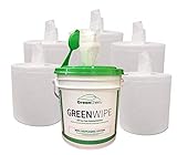 GreenChem industrielle trockentücher mit no-splash eimer | fügen sie ihre eigene reinigungslösung (6 x 12 x 180 blatt, 6 rolls- 1.080 tücher pro box, 1 eimer)