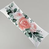 Seitenschläferkissen Bezug 90 x 30 cm Weiß Kissenbezug Rose Schwangerschafts Kissen, Leinen Kopfkissenbezug Verdecktem Zip Lang Pillow Case Atmungsaktiv und Weich Seitenschläfer Body Pillow Y4-56