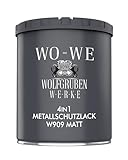 WO-WE Metallschutzlack 4in1 Metalllack Metallfarbe Metallschutzfarbe MATT W909 Anthrazitgrau - 750ml