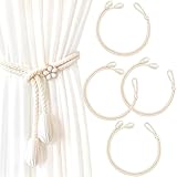 Einstellbar Vorhang Raffhalter - 4PCS Curtain Rope Buckle, Vorhang Halter, Handgestrickte Baumwolle Gardinen Raffhalter für Gardinen Dekoration vonWohnzimmer, Büro, Schlafzimmer