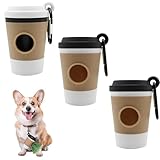 3 Stück Kotbeutelspender,Hundekotbeutelspender,Kotbeutel Spender für Hunde,mit Praktischer Hängeschnalle,Kreatives Kaffeetassen-Design,Leicht und Tragbar,Geeignet zum Spazierengehen