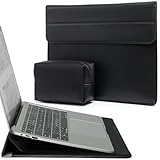 HYZUO 15 Zoll Laptop-Hülle mit Ständer für MacBook Air 15 M4 A3241 M3 A3114 M2 A2941 2025-2023, 15“ Surface Laptop 7/6/5/4, MacBook Pro 15 A1990 A1707 2019-2016, mit Kleine Tasche, Schwarz
