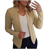 Damen Langarm Blazer Open Front Kurzblazer Frauen Kurz Knopflos Anzug Jacke Elegant Einfarbig Offen Vorne Sakko Geschäft Anzugjacke Eingekerbter Kragen Outfits Arbeit Büro Dressy Große Größen