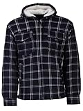 Henry Terre Herren Thermohemd Kapuze Arbeitsjacke Thermojacke Hoody kariert Größe M-3XL, Farbe:Navy, Größe:L