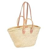 ORIGINAL Ibiza Tasche Korbtasche Strandtasche Cesta natur 55cm groß | Marokkanische Palmblatt Einkaufskorb Einkaufstasche geflochten XXL | Natur Shopper Umhängetasche Strohtasche für Damen und Herren