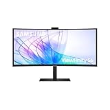 Samsung ViewFinity S65VC Curved Monitor 34 Zoll, Mit Lautsprechern und Webcam, Bildschirm mit VA-Panel, 3.440 x 1.440 Pixel, Bildwiederholrate 100 Hz, Reaktionszeit 5 ms, 90 W Laden via USB-C, Pivot