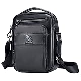 BAIGIO Leder Umhängetasche Herren Schultertasche Vintage Männer Tasche Crossbody Bag Herrentasche zum Umhängen Ledertasche mit Verstellbarem Gurt für Business Arbeit Reise