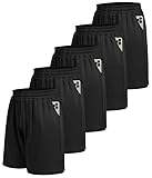 BOOJO 5er Pack Sporthose Herren Kurz Sport Shorts mit Taschen Schnell Trocknend Trainingshose Jogginghose Laufhose für Gym Basketball(Schwarz*5,L)