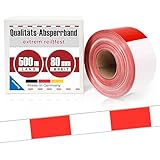 Absperrband 500m x 80 mm Flatterband rot weiß einseitig bedruckt Baustelle Feuerwehr Polizei im Karton extrem reißfest 35 µm Baustellenband rotes Warnband