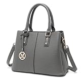 Miss Lulu Handtasche Damen Henkeltasche, Elegante Frau PU Leder Schultertasche, Riemen Top Griff Vintage Weiches Hobo-Taschen, Schultertasche mit abnehmbarem (Grau)