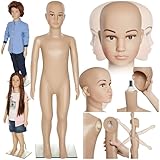 tectake® Schaufensterpuppe, drehbare und bewegliche Puppe lebensgroß, Figuren mit Kopf, Mannequin, Schneiderpuppe, Kleiderpuppe, Aufstellungsfiguren - Kind