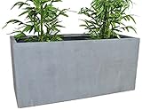 Elegant Einrichten Pflanztrog, Pflanzkübel Fiberglas als Raumteiler 120x50x55cm grau.