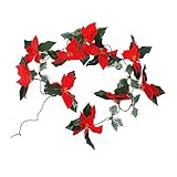 MAGICLULU 1 Stück Schnur Weihnachtsstern Lichterketten Weihnachtslichter Weihnachten Fee weihnachtsdeko christmas decorations festliche Lampenverzierung weihnachtsszene rot