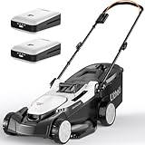 U20 Litheli Akku Rasenmäher, 2 x 20V, 43cm Schnittbreite, Brushless, bis 500 m², 40L Fangkorb, 25-75 mm Schnitthöhe, inkl. 2 x 4,0 Ah Akkus