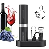 CIRCLE JOY Elektrischer Weinöffner-Set, Wiederaufladbares 5-in-1 Weinöffner-Geschenkset mit Ladestation, Folienschneider, Weinausgießer und Vakuum-Weinstopfen