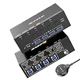 KVM Switch 2 Monitore 4 PC, KCEVE 8K@60Hz, 4K@144 Hz USB 3.0 HDMI KVM-Umschalter mit EDID-Emulator für 4PC Share Maus Tastatur und Monitor, stabiler Chip, hohe Kompatibilität