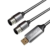 Oluote Midi zu USB Kabel Schnittstellenkonverter USB zu MIDI 5 Poliger DIN Stecker*2P(IN+OUT) für PC Laptop zu Professioneller Klaviertastatur im Heimmusikstudio (3m)