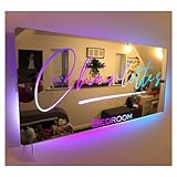 Personalisierter Namensspiegel, LED-Licht, individueller Spiegel, Namensschild, personalisierter beleuchteter Namensspiegel, Farbwechsel-Lichtspiegel, Wandmontage, Namensschilder, Geschenke für