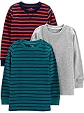 Simple Joys by Carter's Jungen 3-Pack Thermal Long Sleeve T-Shirt-Set, Blaugrün/Grau Meliert/Marineblau Streifen, 5 Jahre (3er Pack)