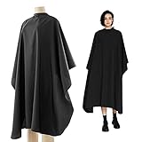 Olisang Wasserabweisend Friseurumhang frisörumhang Ganzkörperansicht,Frisier-Umhang zum haare Schneiden, Färben,Unisex Friseure Kleid für Friseursalon, Barbier,Stoff-Umhang（schwarz