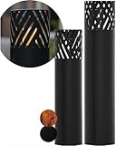 BENTSON Windlichtsäule Anthrazit Design I 2er Set I Deko-Säule für Garten im Industrial Design I Garten Windlicht für draußen und drinnen I Laterne inklusive Kerzen I Streifen I 95cm + 75cm