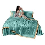 Frilla Seidendecke, kühle und Bequeme waschbare Bettwäsche, Kühldecke, Leichte Bettdecke, Satin-Decke (150x200cm) -SILKSTAR