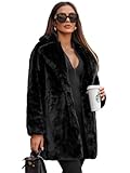 OZONEE Damen Kunstfell Jacke Übergangsjacke Kunstpelz Mantel Herbstjacke Herbstmantel Wärmemantel Wärmejacke Plüschjacke Plüsch Fleecemantel Plüschpullover JS/11Z8168Z SCHWARZ L