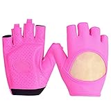 GYBBHia Kinder Junior Radsport Handschuhe Outdoor Sport Bike Mountain Road Bars Affe Fit Jungen Mädchen Jugend Alter 2 – 10 Jahre, Gel-Polsterung, halber Finger Paar (roze, klein)