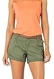 Sublevel Damen Kurze Hose Stretch-Shorts mit Flecht-Gürtel Middle-Green XL