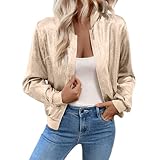 Jacke Damen Übergangsjacke Glänzend Bomberjacke Damen Kurz Reflektierend Herbstjacke Reissverschluss Mantel Elegant Damenjacken Leicht Pilotenjacke Motorrad Jacken Frauen Bikerjacke Blouson