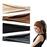 scicent Haarband Damen 4 Stück Stirnbänder Workout Yoga Übung Stirnbänder für Frauen Haar Schweiß Wicking rutschfeste Haarbänder Sommer Haarschmuck - 13222