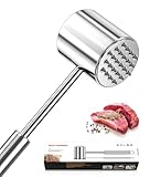 HOOMIL Fleischklopfer, Edelstahl Fleischhammer, Spülmaschinengeeignet, Robustem Schnitzelklopfer mit Bequem Griff für Steaks und Schnitzel - Silber
