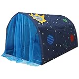 Powcan Kinderzelt für Mädchen Jungen Spielzelt für Kinder Galaxie Sternenhimmel Spielhaus Zelt Kinder Pop up Zelt mit doppeltem Netzvorhang und Tragetasche für Indoor Outdoor Spiele 140x100x80cm