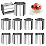 10 Stück Dessertringe und Speiseringe Durchmesser 5 cm, Edelstahl Mousse Ringe, Leicht Entformbar Servierringe, Mini Tortenringe Klein Backringe zum Backen, Mousse, Kuchen, Sushi, Pudding (Rund)