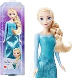 Mattel Disney Die Eiskönigin Elsa Puppe, Die Eiskönigin Puppe, kämmbare blonde Haare, beweglich, ausziehbare Schuhe, Disney Geschenke, Spielzeug ab 3 Jahre, HLW47