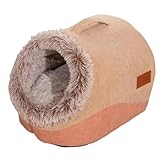 Roxvue Katzenhöhlen für Hauskatzen, Warme Plüschhütte, Katzenhöhle, Halbgeschlossenes Design, Komfortables Katzenversteck, Hundehütte für Gemütliches A