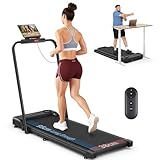 THERUN Laufband für Zuhause Klappbar, Walking Pad Leise mit Handlauf&LED-Anzeige, Treadmill bis 10 km/h,Doppelte Stoßdämpfung Laufband Schreibtisch für Zuhause&Büro, Keine Montage Erforderlich