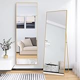 FCSQIU Standspiegel, 162 x 53 cm, Spiegel in Voller Länge Mit Halterung, Gewölbter Bodenspiegel, Bogen Ganzkörperspiegel, für Schlafzimmer, Wohnzimmer, Garderobe,Schwarz